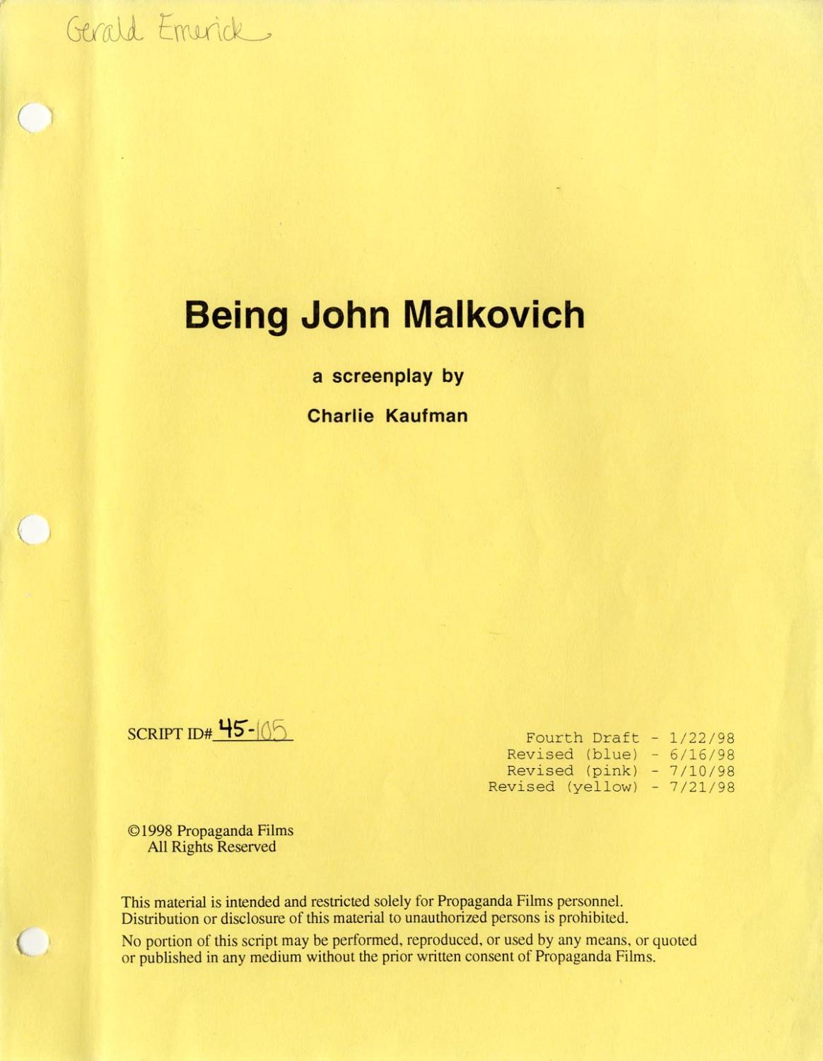 being john malkovich script